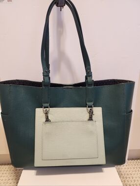 Botkier "Park Slope" Green Colorblock  Leather Structured Tote Bag Ret. $248